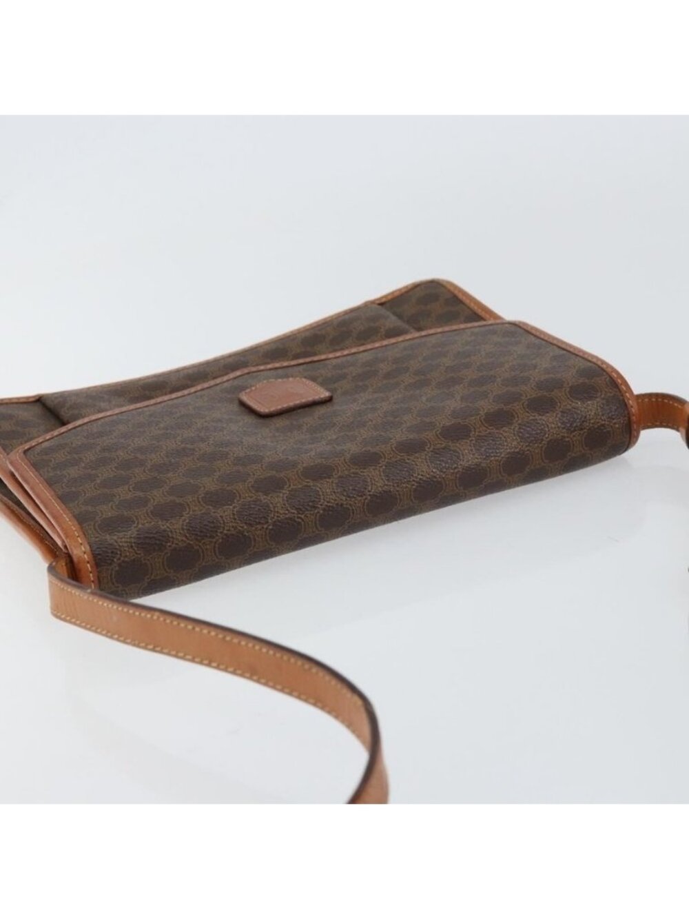 Authentic CELINE Macadam Canvas Shoulder Bag PVC Leather Brown Gold - Picture 13 of 16